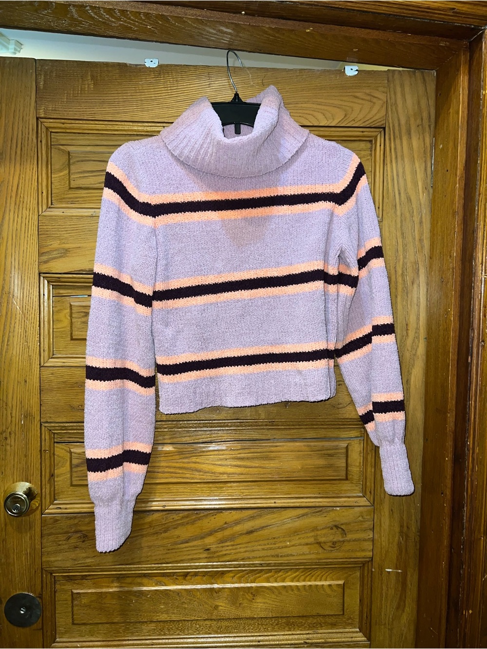 wild fable Lavender Striped Turtleneck Sweater with Pink and Black Bands